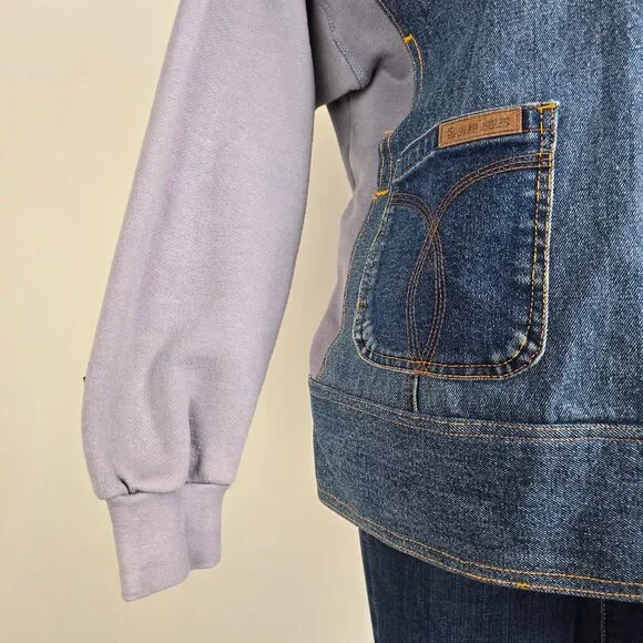 Vintage Handmade Denim Patchwork Zip Up Jacket Size L/XL - Picture 3 of 7